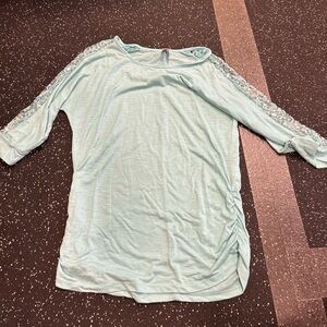 Vanity Light Blue Long Sleeve Top with Sequin Accents